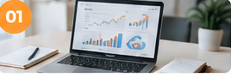 Computadora con análisis y planeación de negocio